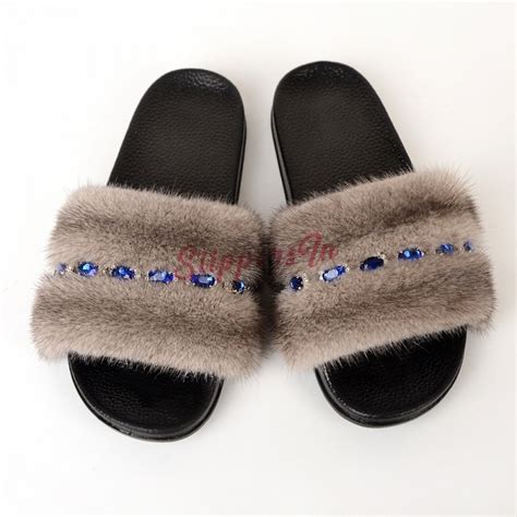 Women's mink slides 